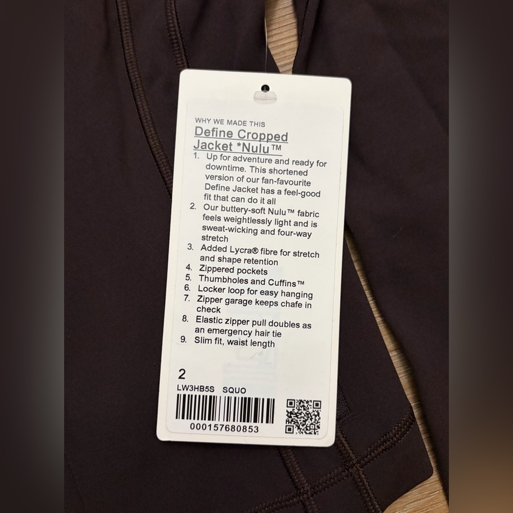 Lululemon Sequoia Define Cropped Jacket Size 2 NWT - image 2